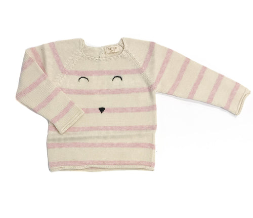 Stripe Face Sweater / Pink