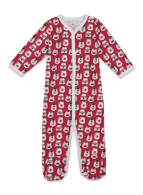Infant Bearry Holidays Footie Pajamas /  Red