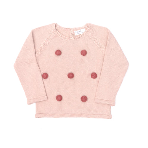 Knitted Pompom Sweater, Pink/Burgundy