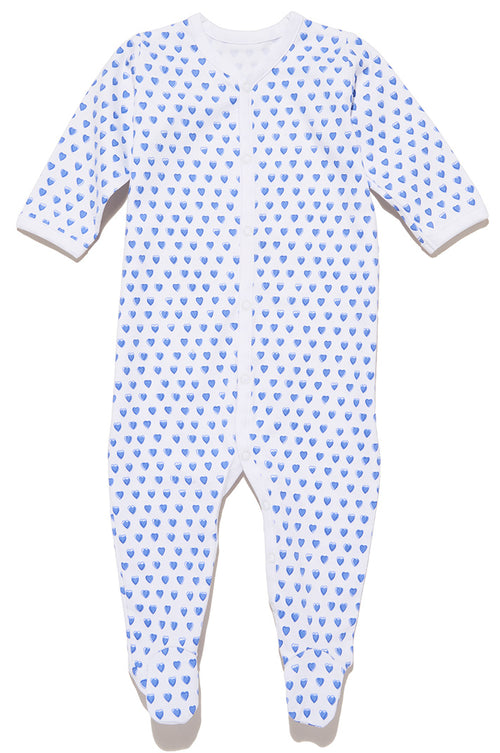 Infants Snap Pajama Suit Blue Hearts