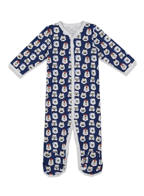 Infant Bearry Holidays Footie Pajamas /  Blue